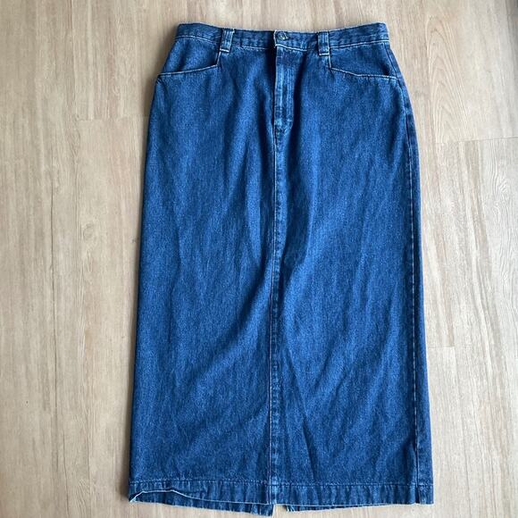 Lee Vintage Size Maxi Jean Denim Skirt Dark Wash - Picture 1 of 12